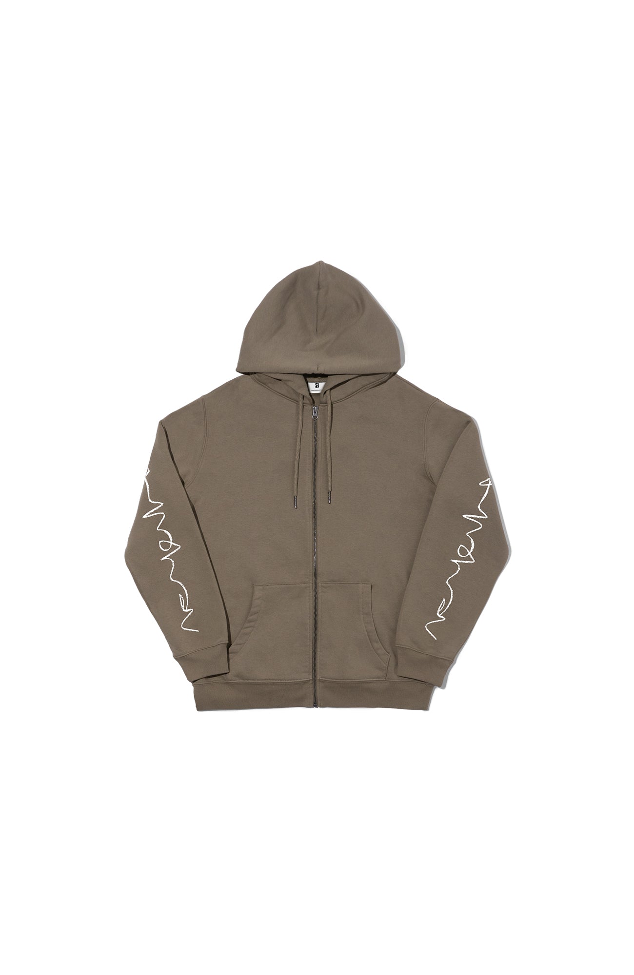 Crayon Arm Zip Hoodie - Olive Green