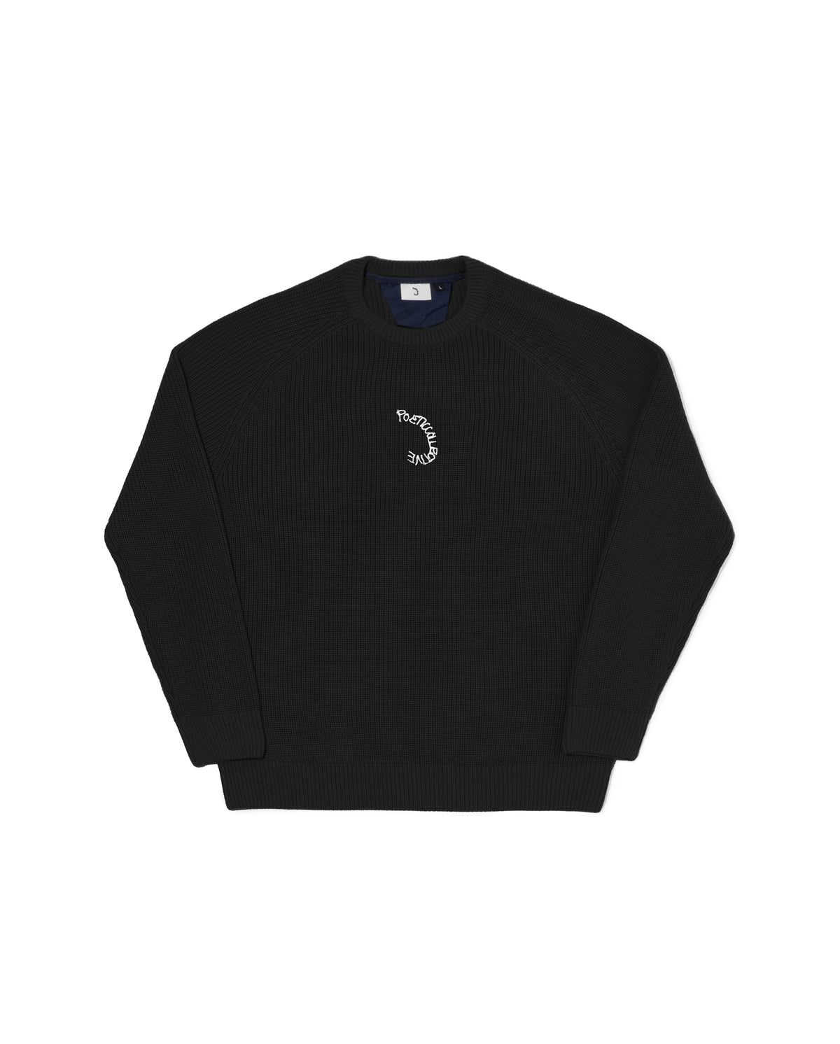 Spray Embroidery Knitted Crewneck - Black
