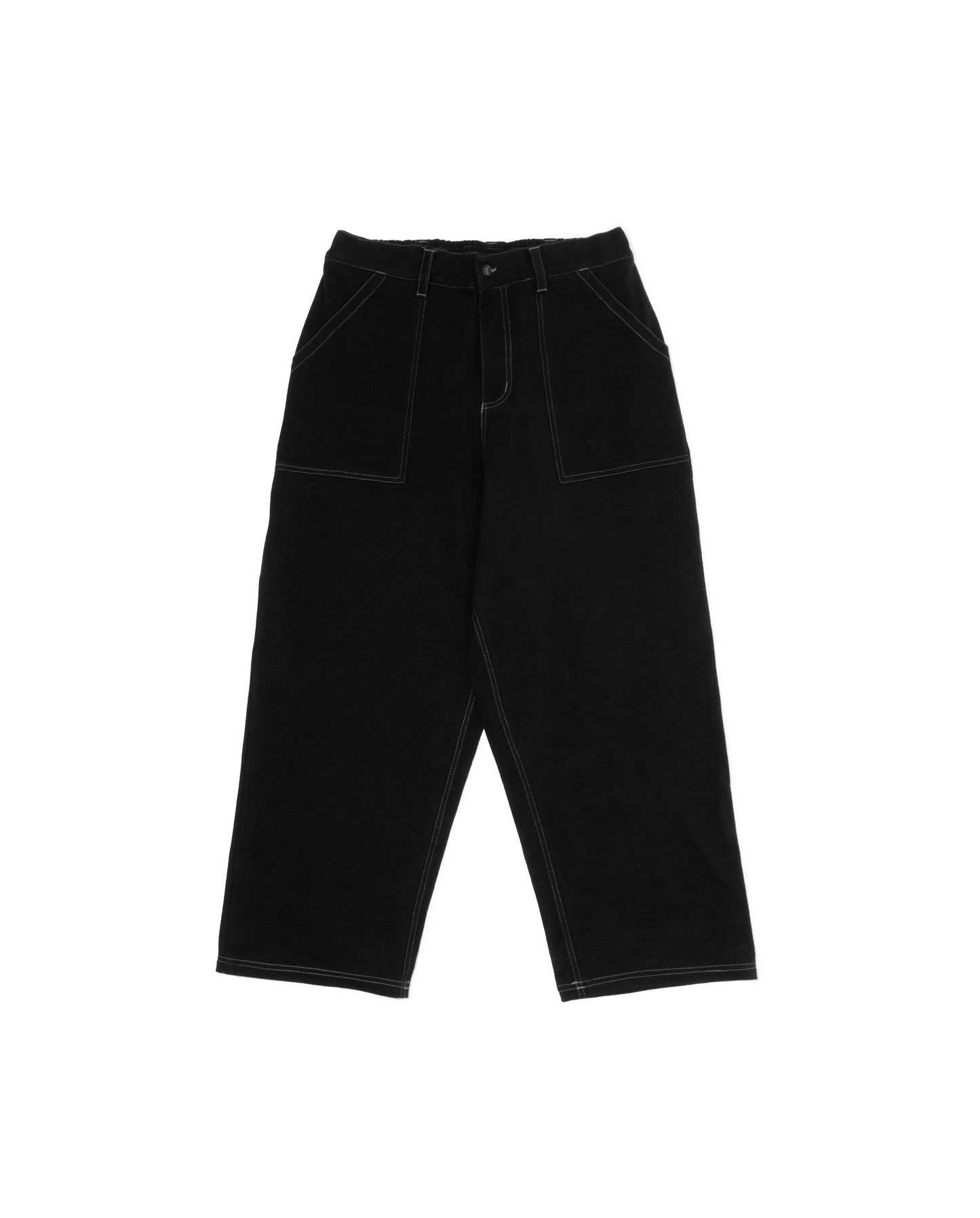 Painter pant - Black denim w. white stitching