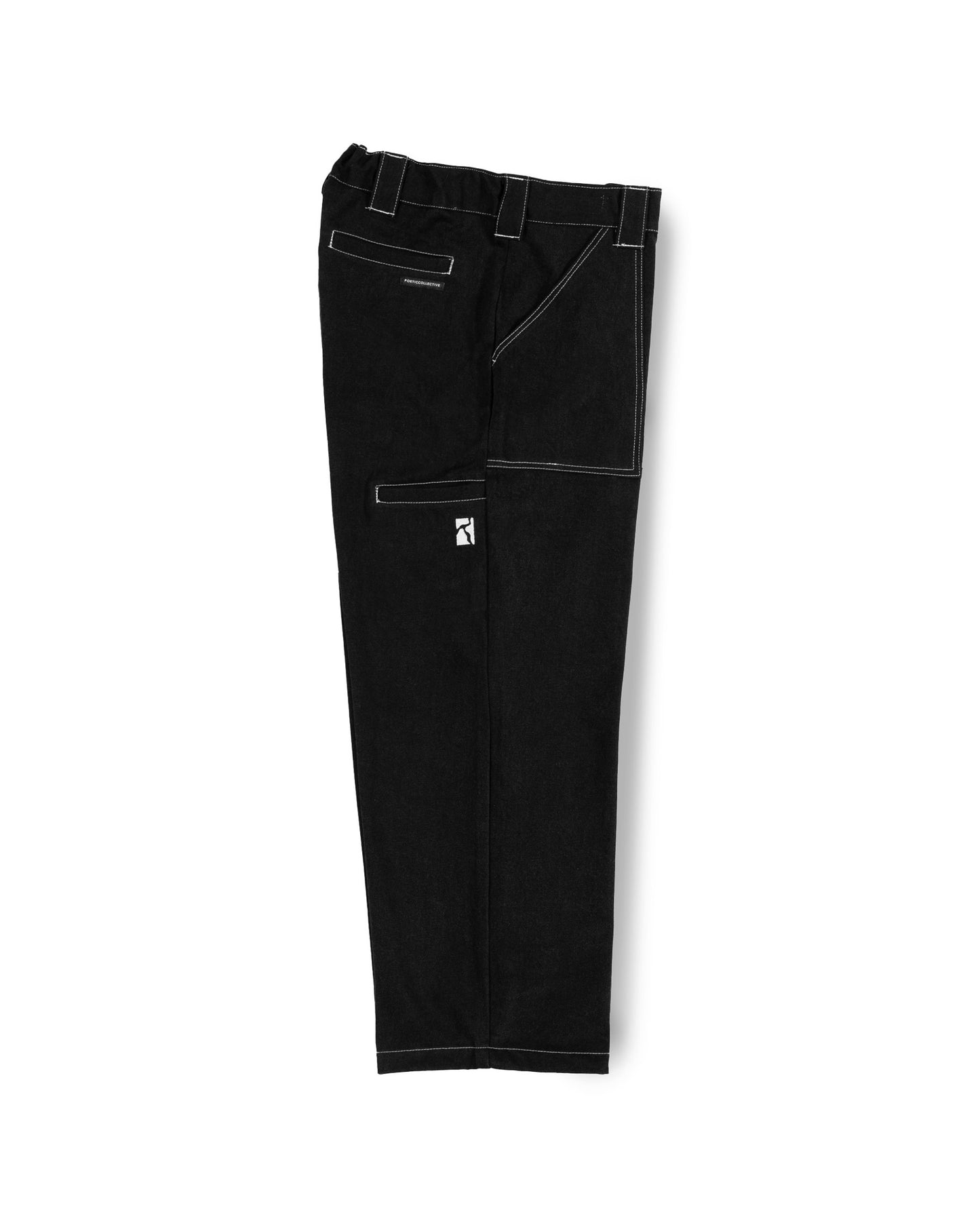 Painter pant - Black denim w. white stitching
