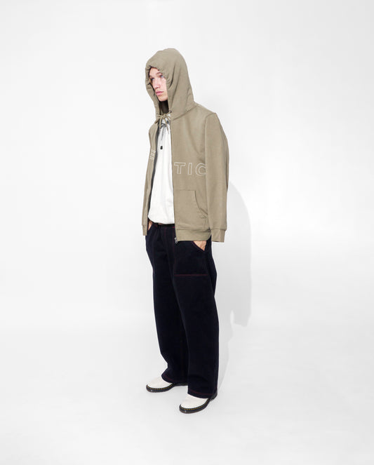 Poetic Outline Zip Hoodie - Olive green