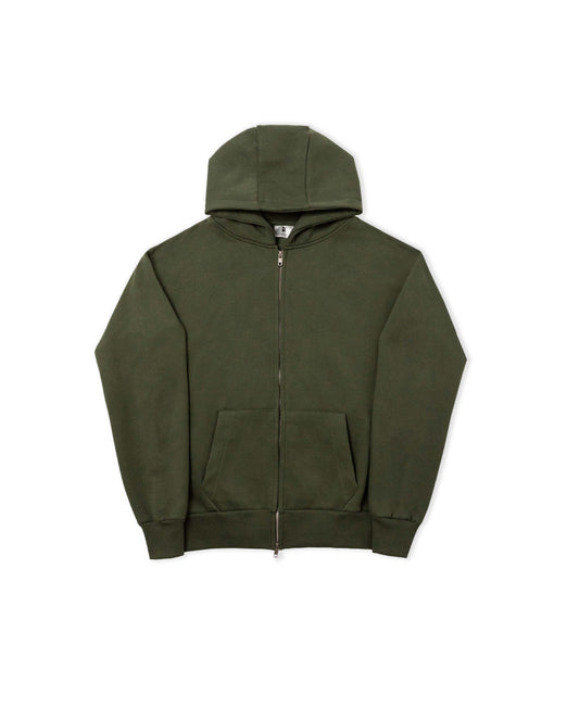Double Zip Spray Hoodie - Olive