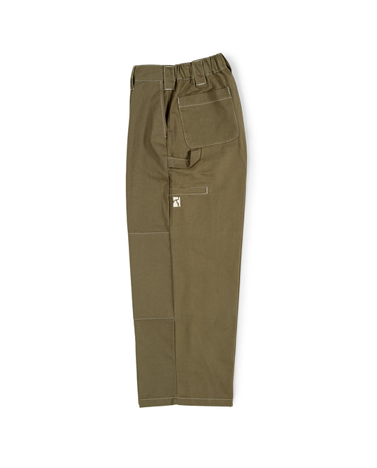 Sculptor Pant - Olive Canvas with White Stitching