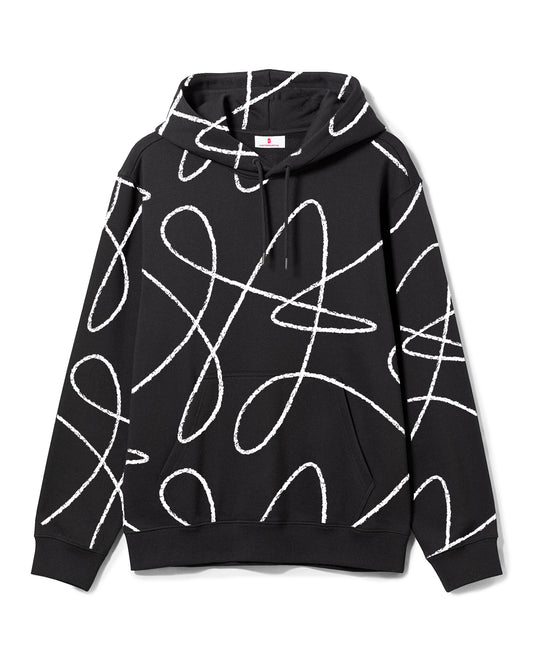 Doodle pattern hoodie - black