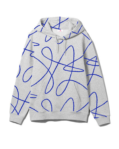 Doodle Pattern Hoodie - Heather Grey