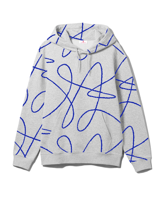 Doodle Pattern Hoodie - Heather Grey