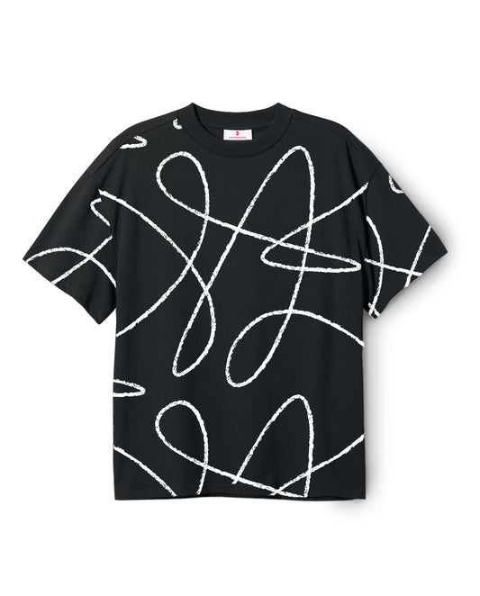 Black Doodle pattern T-shirt