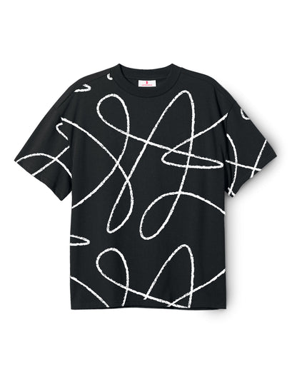 Doodle Pattern T-Shirt - Black