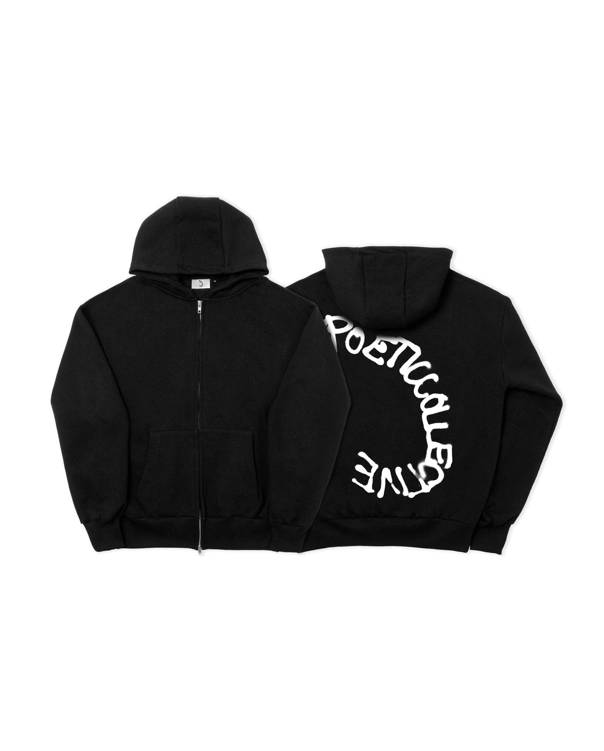 Spray Double Zip Hoodie - Black