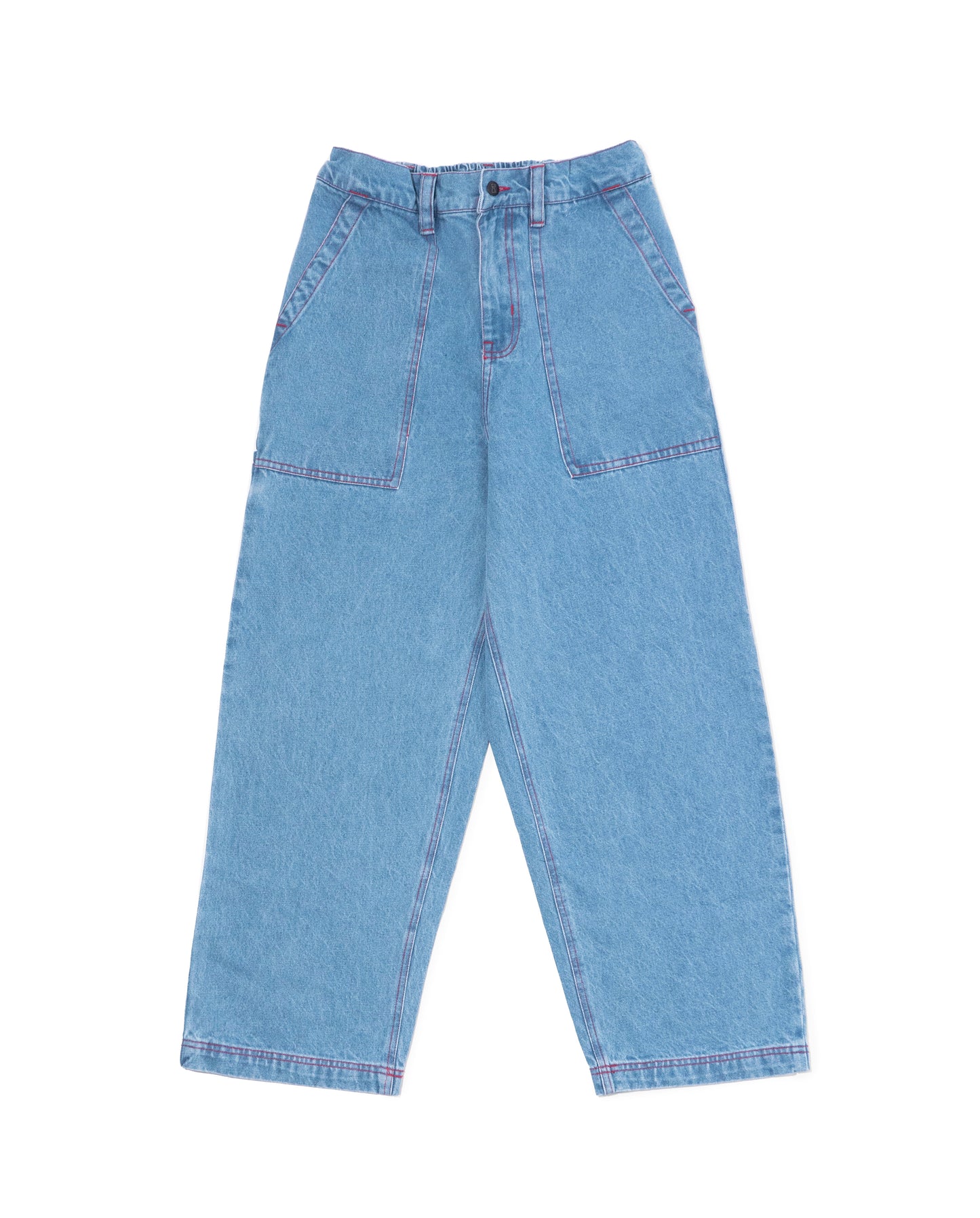 Painter pant - light blue denim w. red stitiching – POETICCOLLECTIVE
