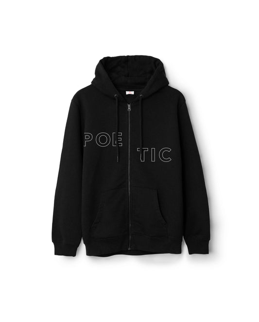 Poetic Outline Zip Hoodie - Black
