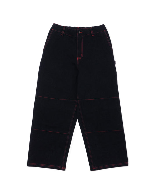 Sculptor pant - Black denim wash red stitching