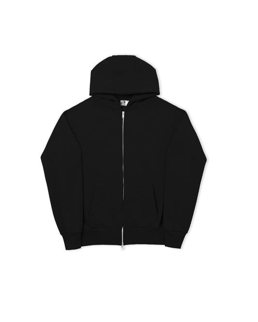 Double Zip Spray Hoodie - Black