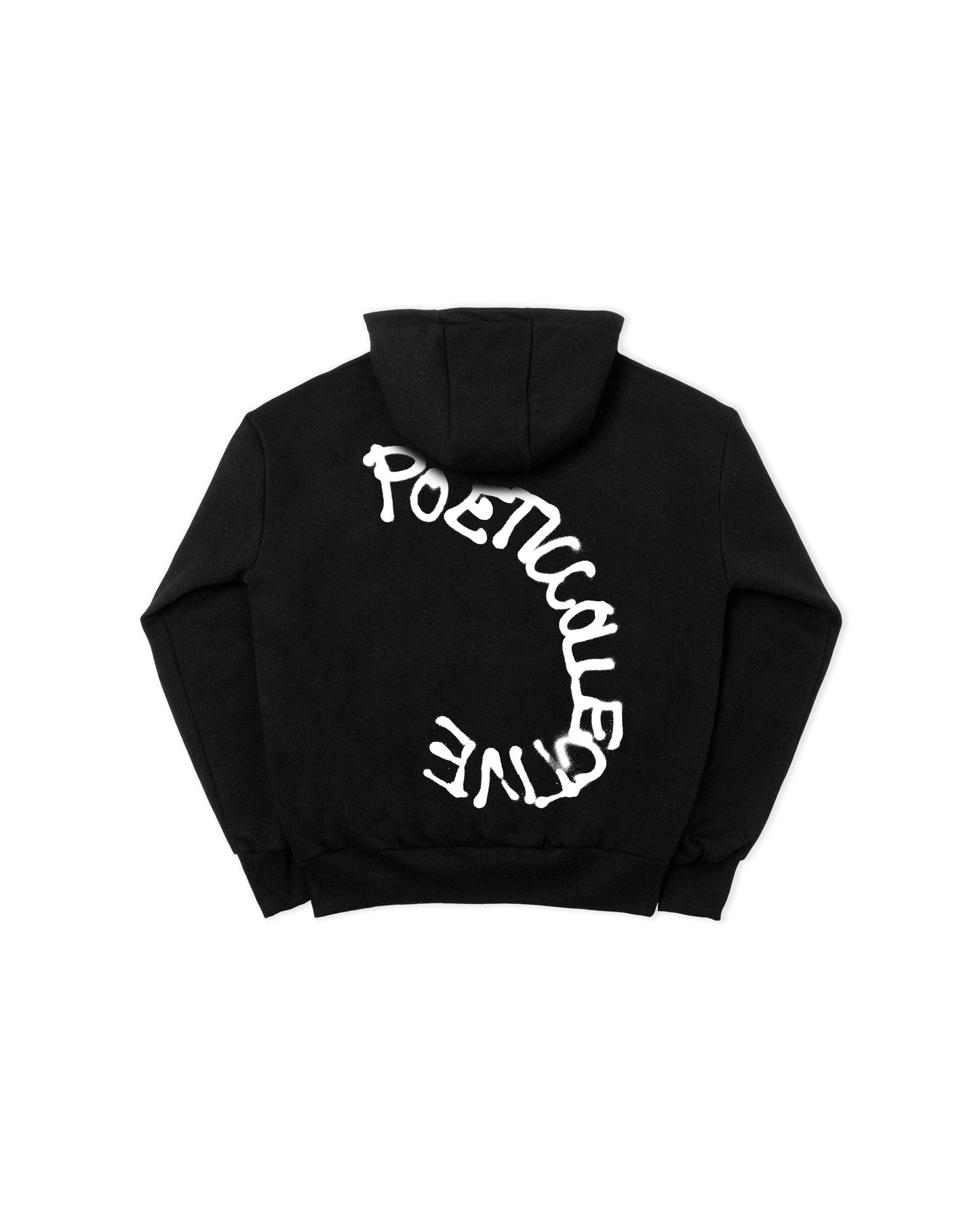 Double Zip Spray Hoodie - Black