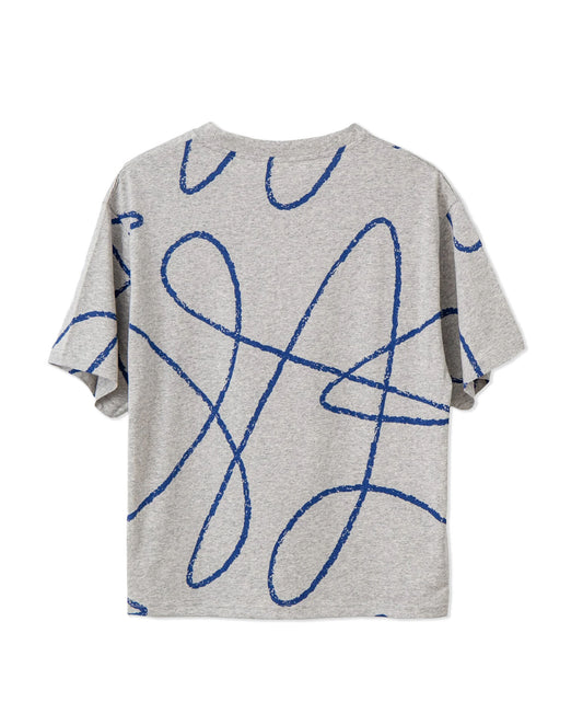 Doodle Pattern T-shirt - Heather Grey