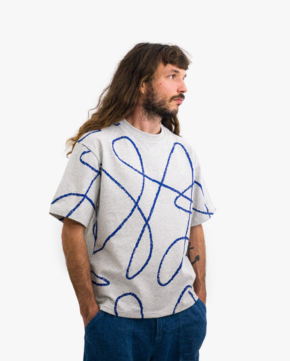 Doodle Pattern T-shirt - Heather Grey