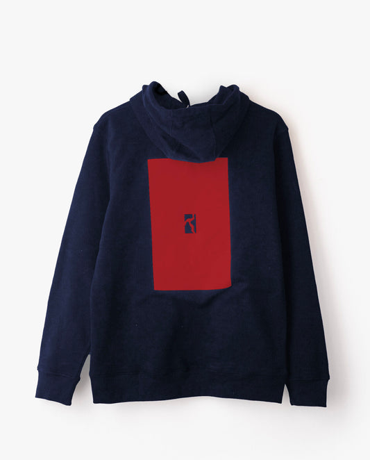 Box Hoodie - Navy/red